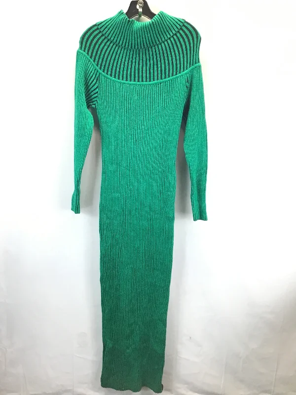 Dress Sweater By Fashion Nova In Green & Black, Size: 2x Satin Fabric Silk Fabric Chiffon Fabric