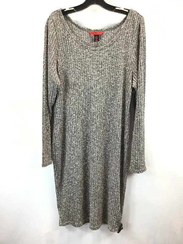 Dress Sweater By Hot Kiss In Grey, Size: 3x Chenille Blend Fleece Blend Nylon Blend