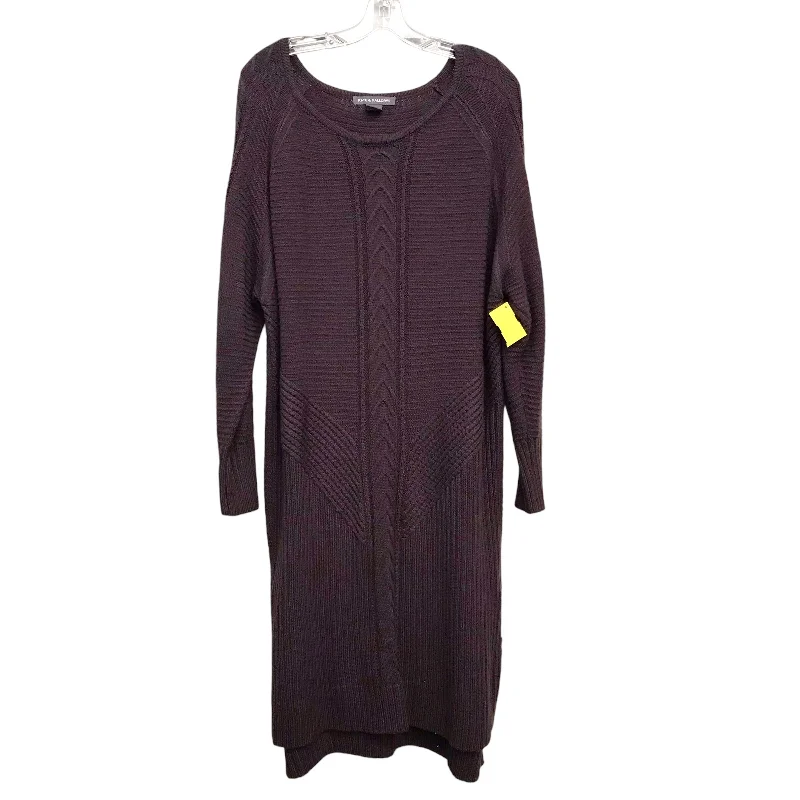 Dress Sweater By Kate & Mallory In Purple, Size:1X Open Front Closed Front Wrap Front