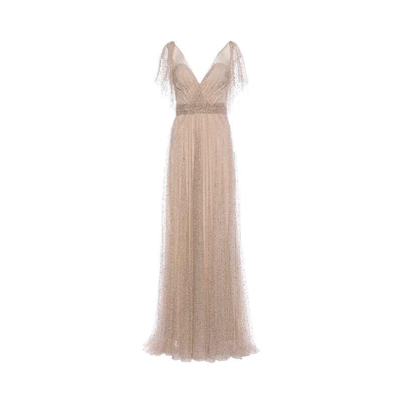 Gemy Maalouf Women's Greige Long Dress Tunics Chic elegant