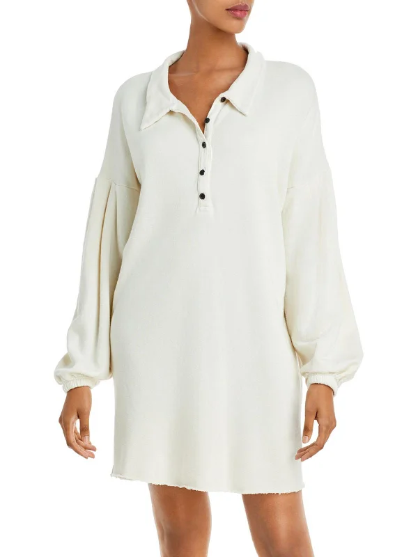 Ellis Womens Collared Long Sleeves Sweatshirt Dress Hoodie with Slim Fit Tailored Modern