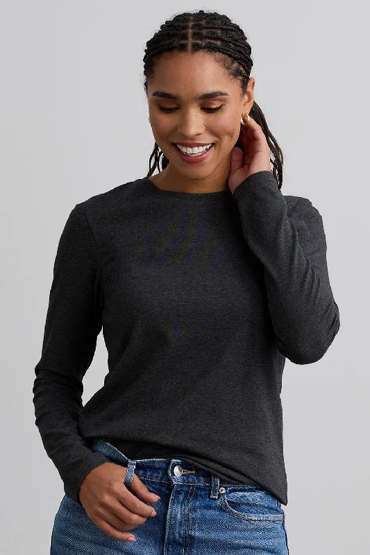 Women's Organic Long Sleeve Crew Neck T-shirt Sequined Glittery Shiny