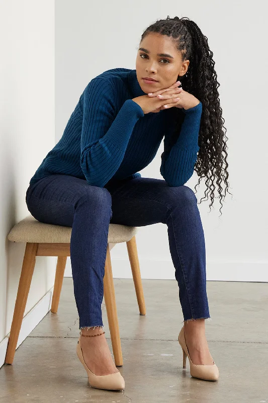 Women's Organic Cotton Ribbed Turtleneck Sweater Soft Cozy Warm