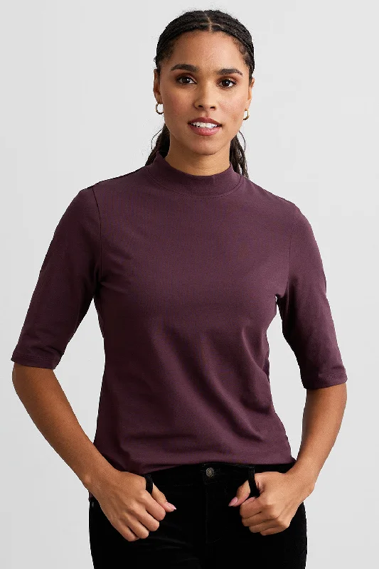 Women's Organic Half Sleeve Mock Neck T-Shirt Chenille Blend Fleece Blend Nylon Blend Women's Organic Half Sleeve Mock Neck T-Shirt Chenille Blend Fleece Blend Nylon Blend
