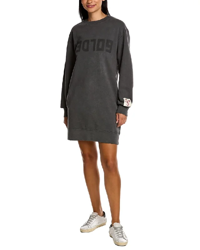 Golden Goose Logo Sweatshirt Dress Hoodie with Relaxed Fit Easy Casual