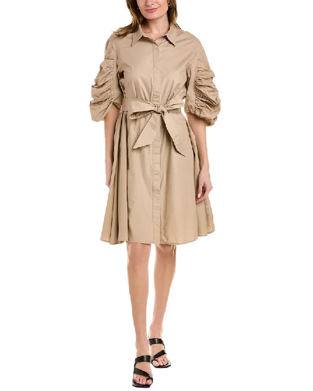 Gracia Tie Waist Shirtdress Pencil Office Professional