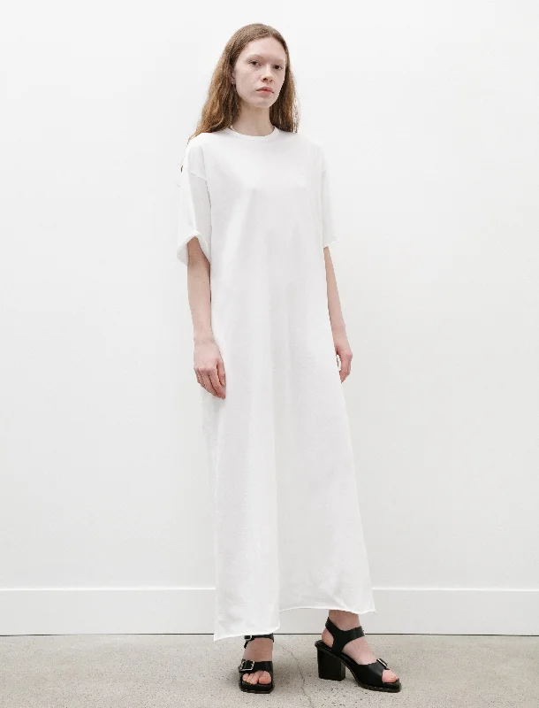Dressy T-Shirt Dress White Solid Color Striped Floral