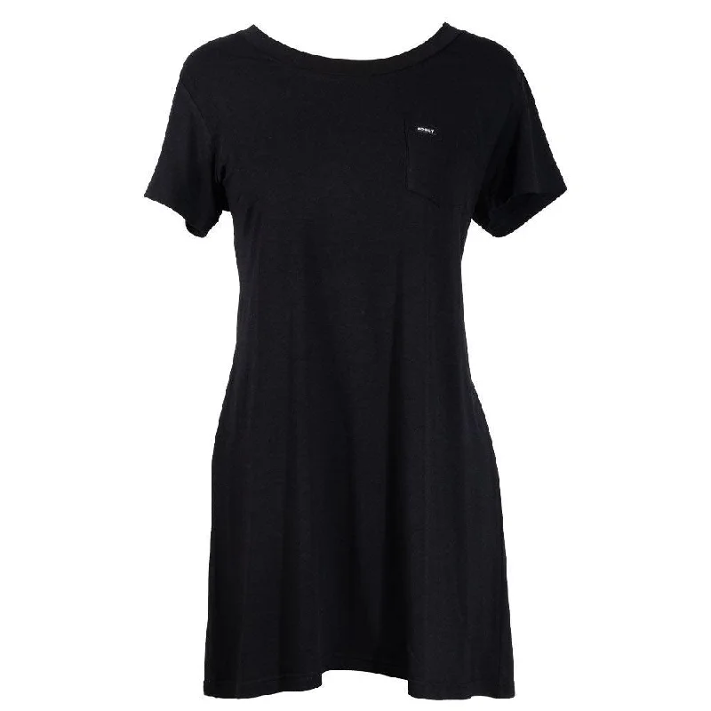 Sayulita T-Shirt Dress - Black V-Neck T-Shirt Long Sleeve Cotton