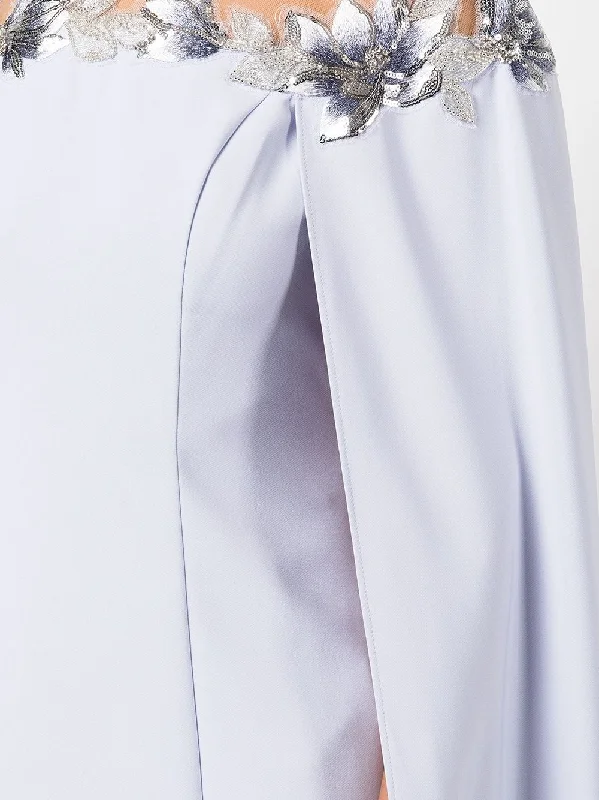 Illusion Cape Effect Crepe Gown Tunics Wedding white