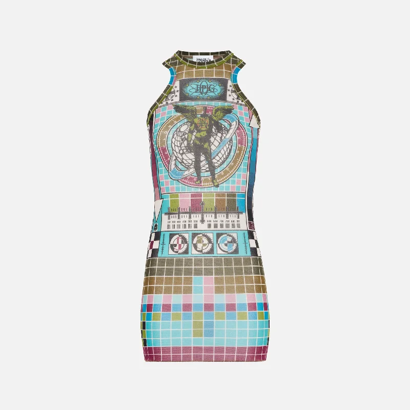 Jean Paul Gaultier Mesh Tank Top Short Dress - Printed Mire lace tank top