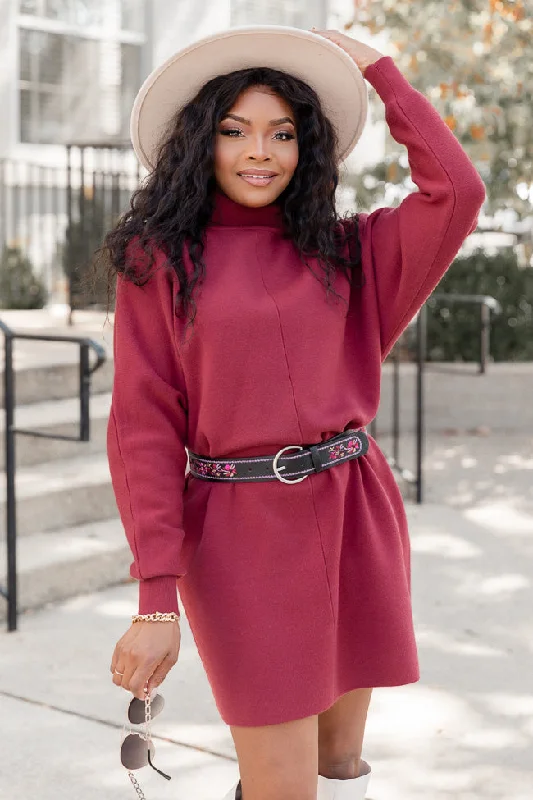 Just In Time Wine Turtleneck Sweater Dress FINAL SALE Bright Pastel Dark
