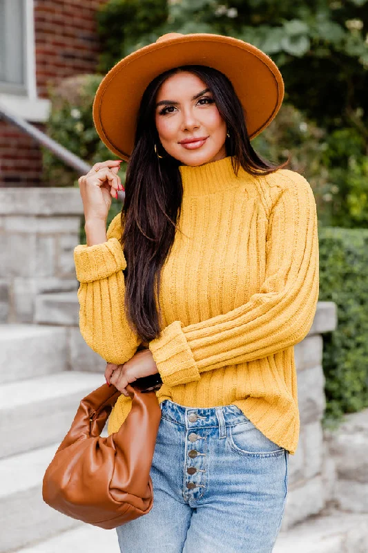 Letting You Go Mustard Chenille Turtleneck Sweater  FINAL SALE Knit Fabric Woven Fabric Fleece Fabric