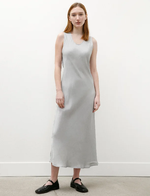 Sleeveless Long Dress Shiny Viscose Silver Tunics Fashionable trendy