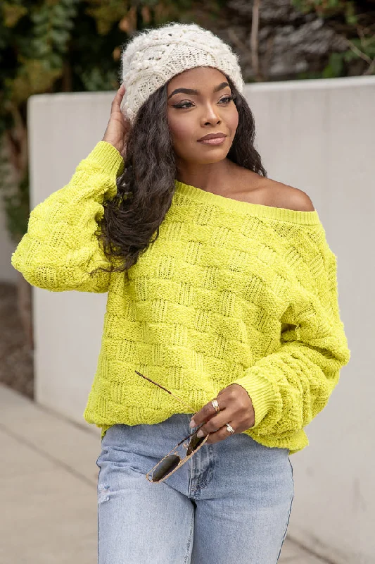 High Expectations Lime Woven Textured Sweater FINAL SALE Anti-Pilling Anti-Shrink Durable