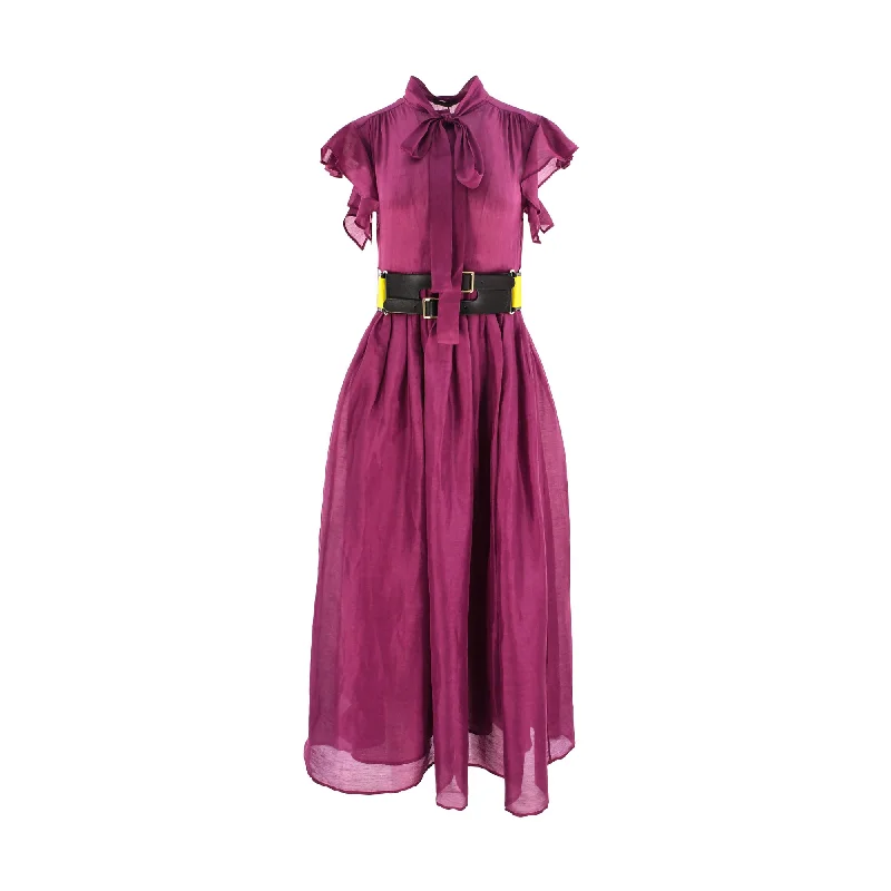 Leo Lin Women's Fauves Flutter Sleeves Long Dress Tunics Leisure comfortable