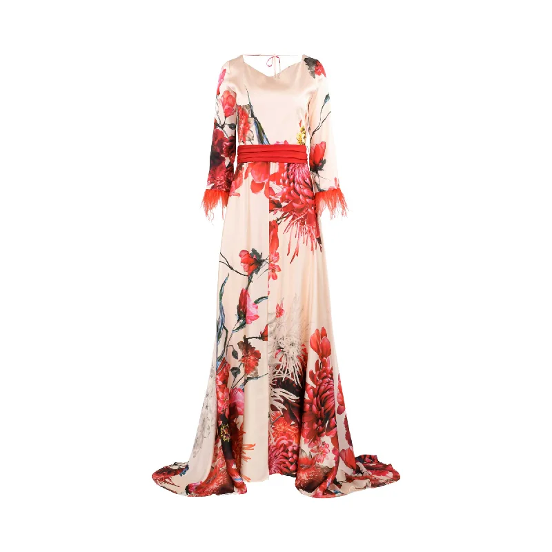 Mischalis Atelier Women's Floral Long Dress Tunics Short Trendy