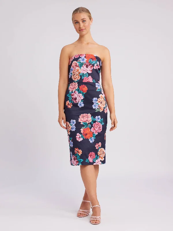 Midnight Rose Fitted Dress Tunics Satin smooth