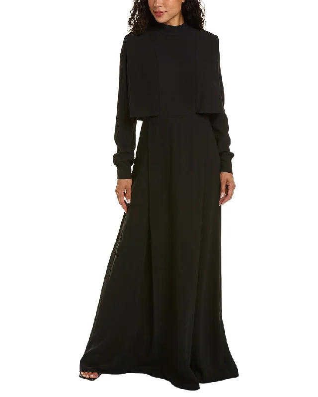 Mikael Aghal Cape Gown Boat Neckline Classic