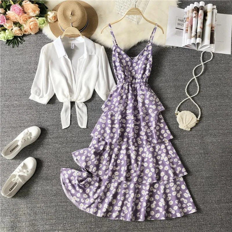Morocco Floral Dress with Cape sweetheart Neckline Romantic