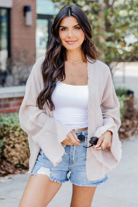 Out On Your Own Taupe Gauze Acid Wash Cardigan Top FINAL SALE Satin Fabric Silk Fabric Chiffon Fabric Out On Your Own Taupe Gauze Acid Wash Cardigan Top FINAL SALE Satin Fabric Silk Fabric Chiffon Fabric