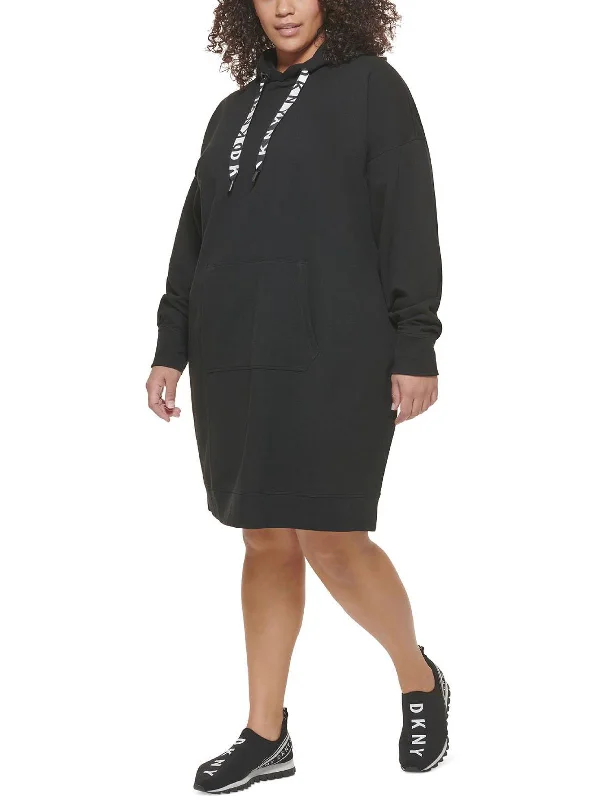 Plus Womens Fleece Hoodie Sweatshirt Dress Hoodie with Earth Tones Natural Calm