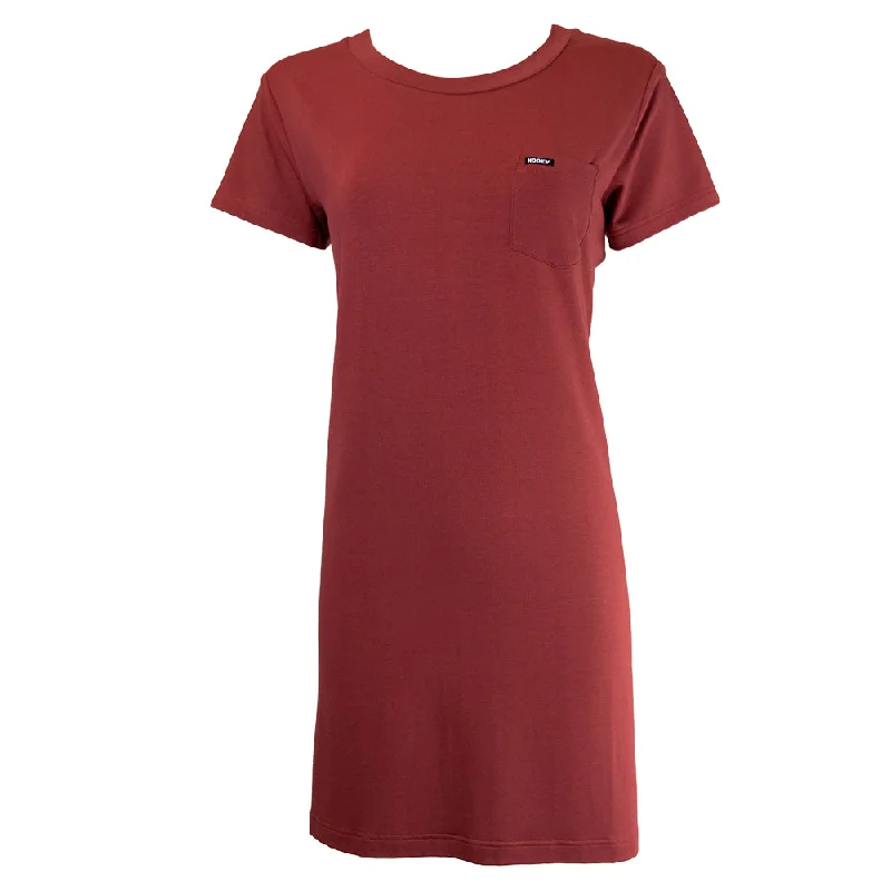 "Santa Rosa" T-shirt Dress - Red Zippered Front Buttoned Front Snap Front