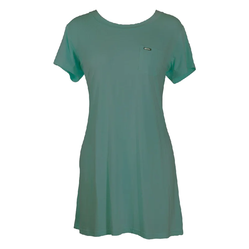 "Santa Rosa" T-shirt Dress - Teal Notch Collar Peter Pan Collar Cowl Neck