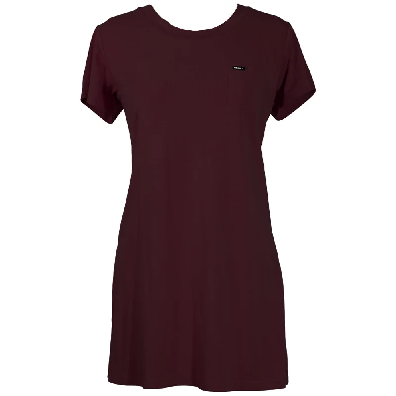 "Sayulita" T-shirt Dress - Maroon Welt Pockets Slit Pockets