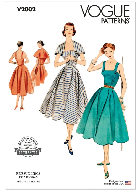 Vogue Sewing Pattern 2002 Vintage 1950's Dress and Capelet Tunics Chic fashionable