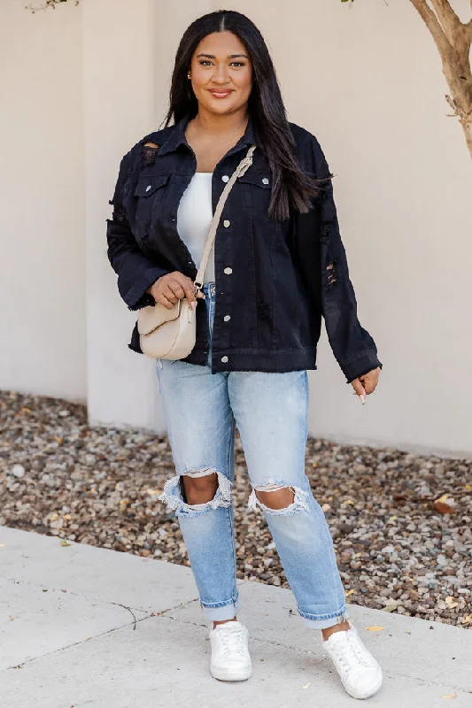 Shades Of You Black Oversized Distressed Denim Jacket FINAL SALE Denim Fabric Leather Fabric Suede Fabric Shades Of You Black Oversized Distressed Denim Jacket FINAL SALE Denim Fabric Leather Fabric Suede Fabric