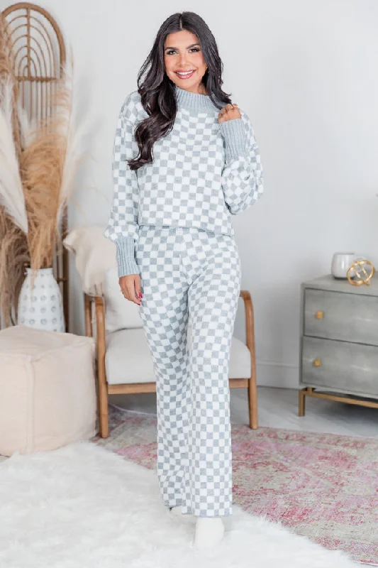 Simple Solutions White and Grey Checkered Sweater Set FINAL SALE Neon Metallic Matte