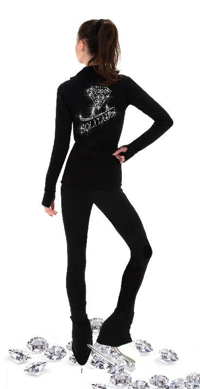 Solitaire T24004 Crystal Logo Jacket A-Line Jacket Boat Neck Shawl Collar