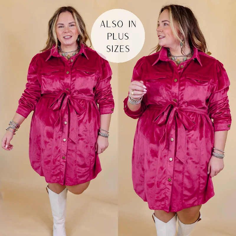 Free And Flirty Suede Button Up Dress with Waist Tie in Fuchsia Pink Tunics Review highly Free And Flirty Suede Button Up Dress with Waist Tie in Fuchsia Pink Tunics Review highly