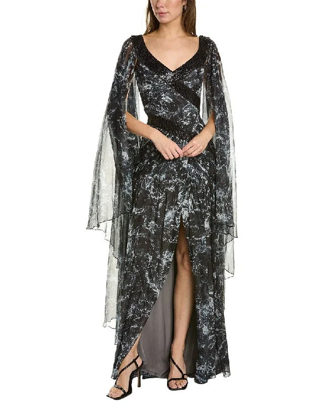 Tadashi Shoji Cape Sleeve Gown Floral Print girly