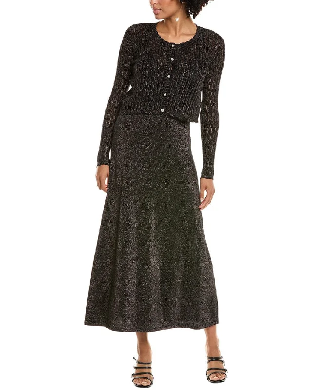 Taylor 2pc Sweater & Slip Dress Set Zippered Front Buttoned Front Snap Front