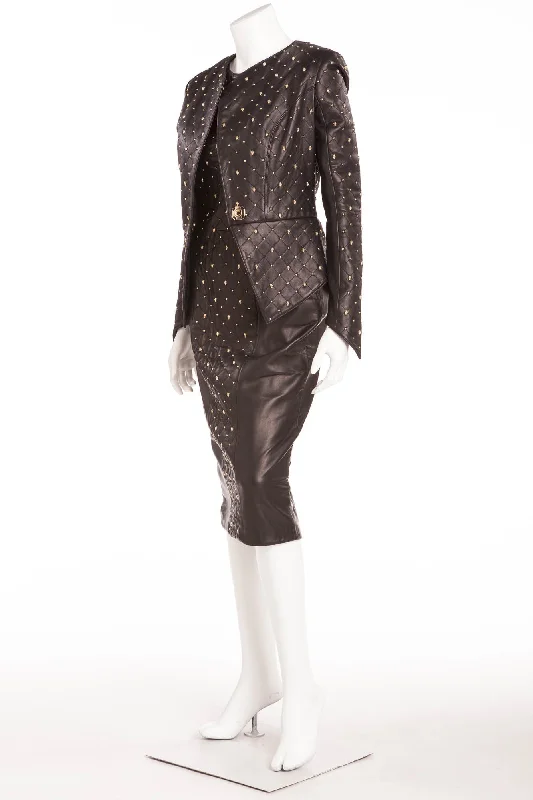 Thomas Wylde - NWT 2PC Long Sleeve Black Leather Jacket Short sleeve Dress Embellished Gold Skulls NWT - S Cotton Jacket Linen Jacket Terry Jacket Thomas Wylde - NWT 2PC Long Sleeve Black Leather Jacket Short sleeve Dress Embellished Gold Skulls NWT - S Cotton Jacket Linen Jacket Terry Jacket
