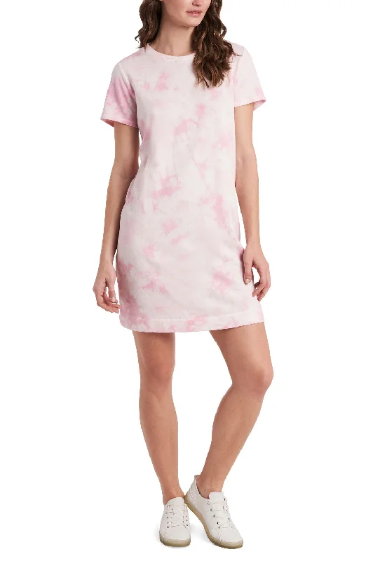 Vince Camuto Women's Tie Dye T-Shirt Dress, Dusty Blossom, S Seamless Knitted Crochet
