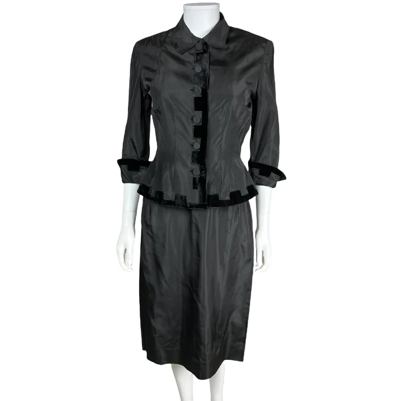 Vintage 1950s Cocktail Dress w Jacket Black Taffeta Size M Wool Jacket Cashmere Jacket Tweed Jacket Vintage 1950s Cocktail Dress w Jacket Black Taffeta Size M Wool Jacket Cashmere Jacket Tweed Jacket