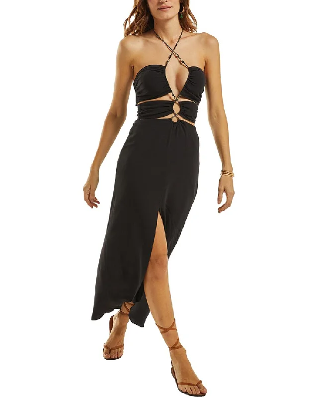 ViX Solid Luana Detail Long Dress Tunics Stylish elegant