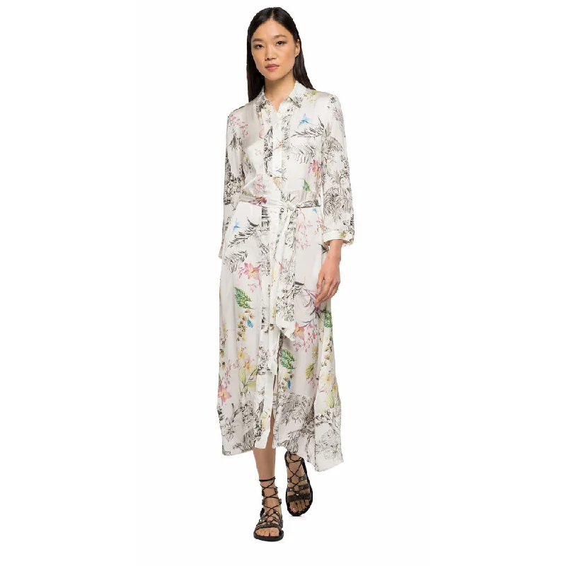 Replay Women's Long Dress Mix All Over Printed Viscose Tunics Travel practical