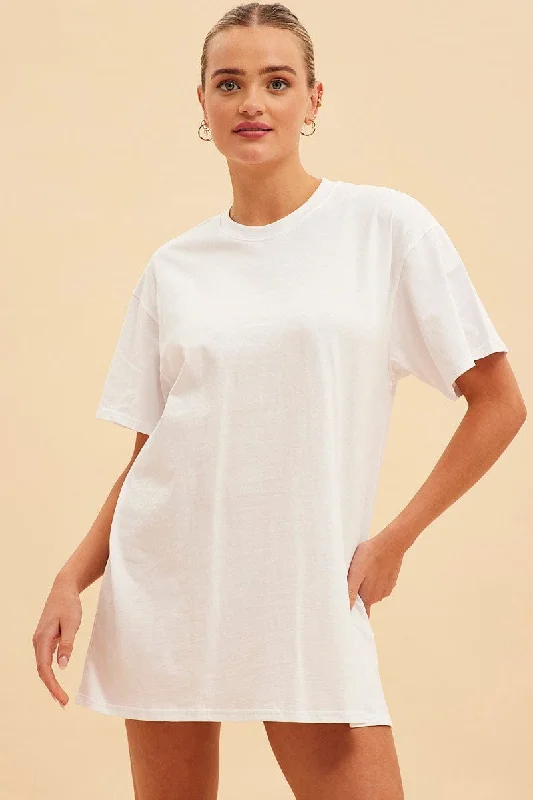 White Jamie Oversized T-Shirt Dress Machine Wash Dry Clean Hand Wash