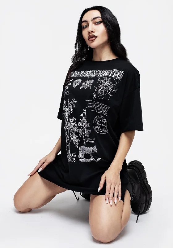 Wolfsbane T-shirt Dress Graphic Embroidered Appliqued