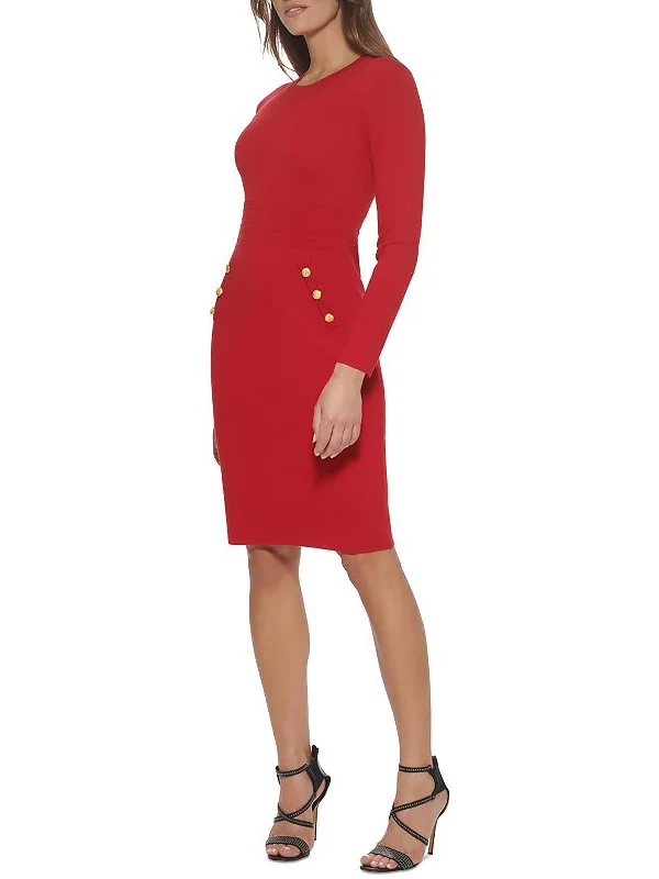 Womens Button Front Midi Sweaterdress Rayon Fabric Velvet Fabric Corduroy Fabric