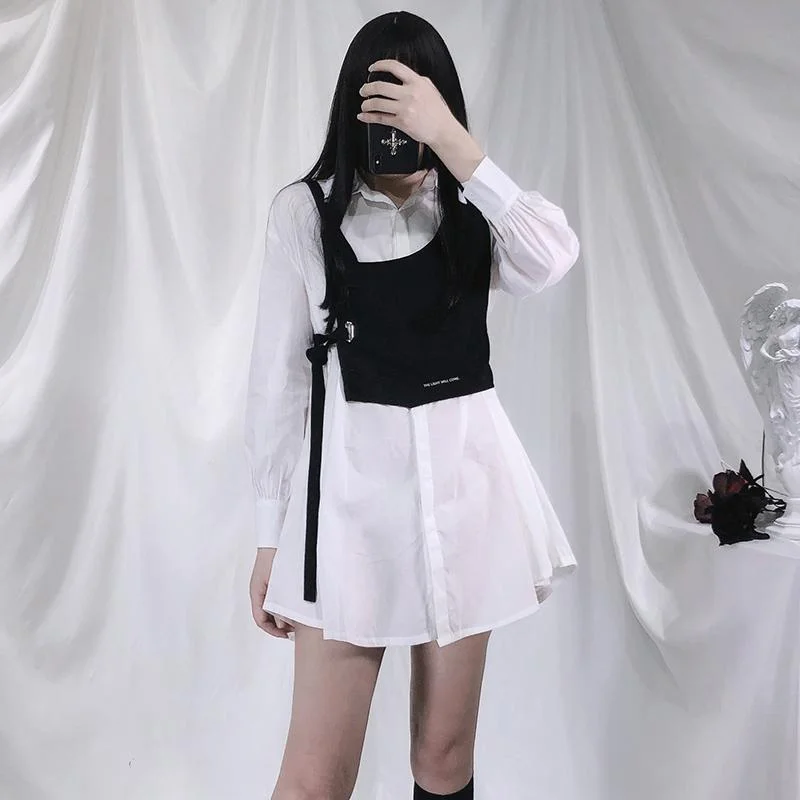 Women's Casual Long Shirts Dresses With Asmmetric Tank Tops cold shoulder tank