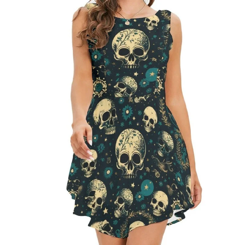 Women's Celestial Skulls Tank Top Dress long tank top