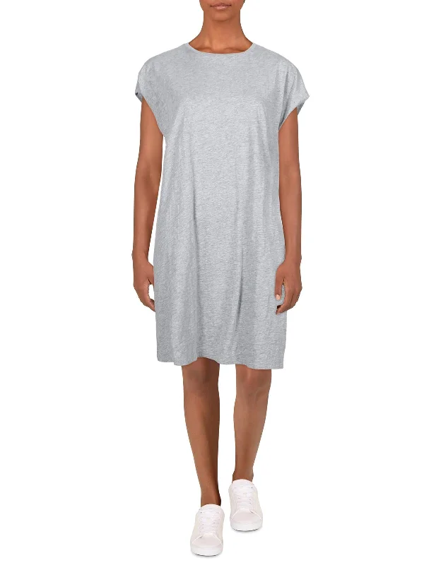 Womens Comfy Midi T-Shirt Dress Striped Floral Plaid