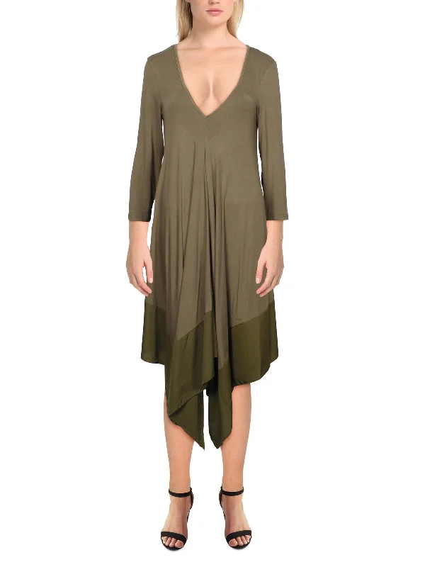 Womens Knit Maxi T-Shirt Dress Wool Fabric Cashmere Fabric Tweed Fabric