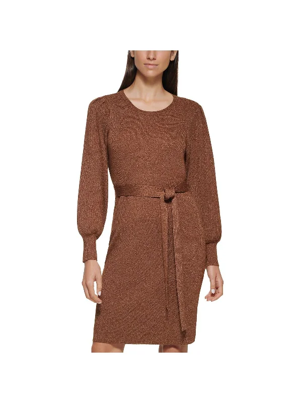 Womens Metallic Midi Sweaterdress Neon Metallic Matte