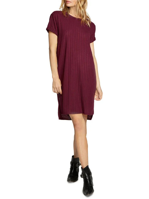 Womens Ribbed Knee T-Shirt Dress Lace Blend Ribbed Blend Corduroy Blend