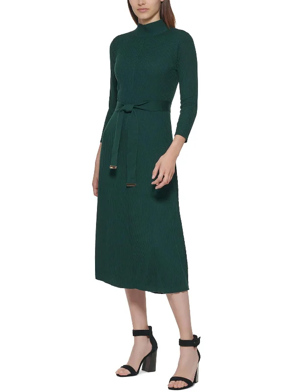 Womens Ribbed Tea Sweaterdress Faux Fur Fabric Real Fur Fabric Shearling Fabric